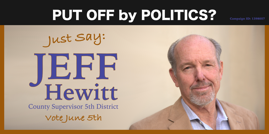 Warm desert colors and a confident smiling face got voters to look and then pay attention to Jeff Hewitt's campaign.